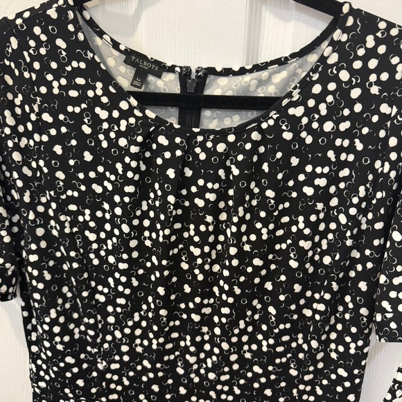 Talbots Petites‎ Black White Polka Dot Tie Sleeve Dress Size LP Large Classic - Picture 4 of 7